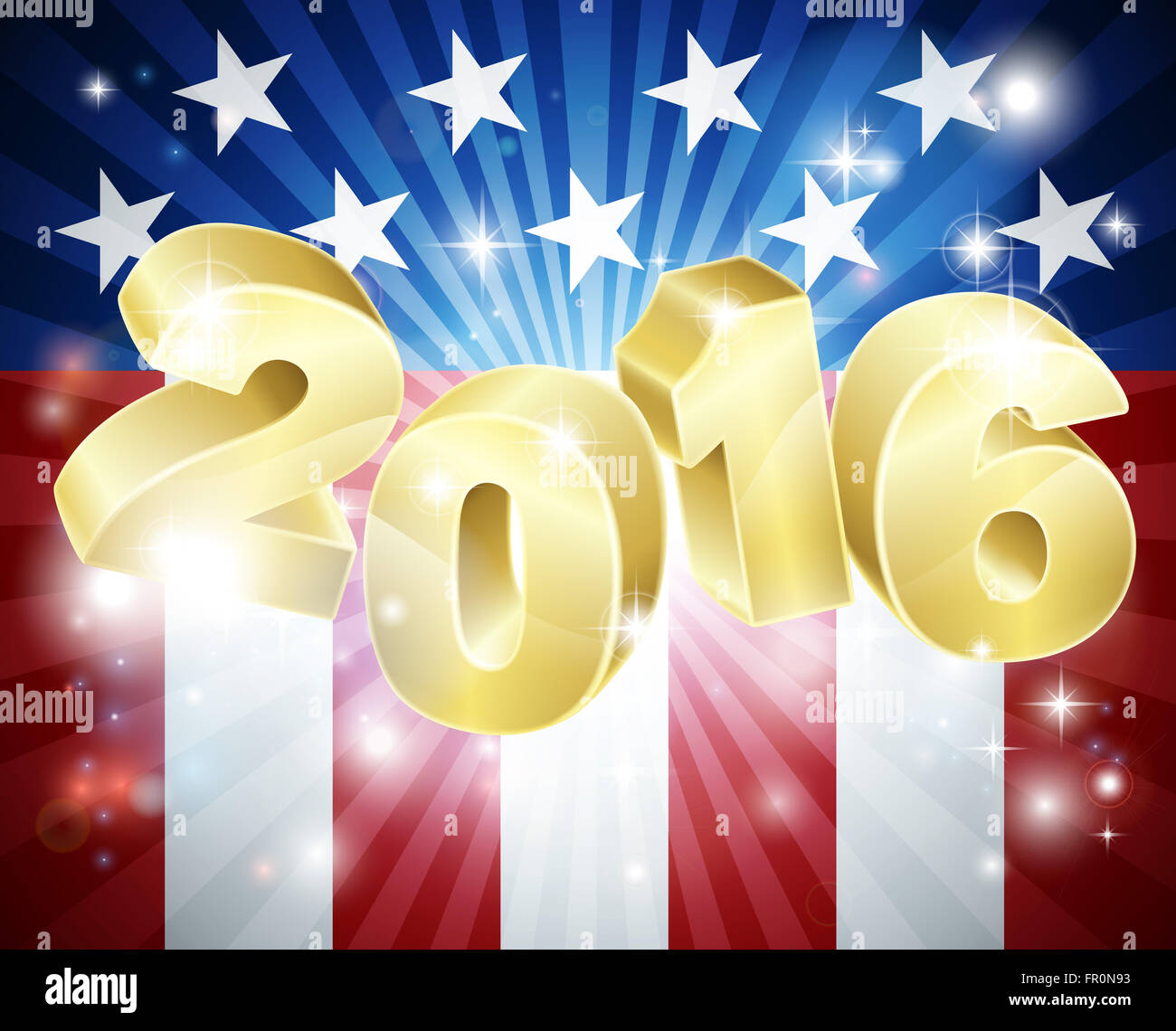 Élection 2016 drapeau américain Concept avec le dessin du drapeau à l'arrière-plan et 2016 année nombre en 3D Banque D'Images