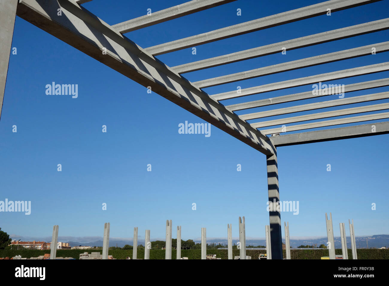 Site de construction d'un bâtiment en béton préfabriqué Banque D'Images