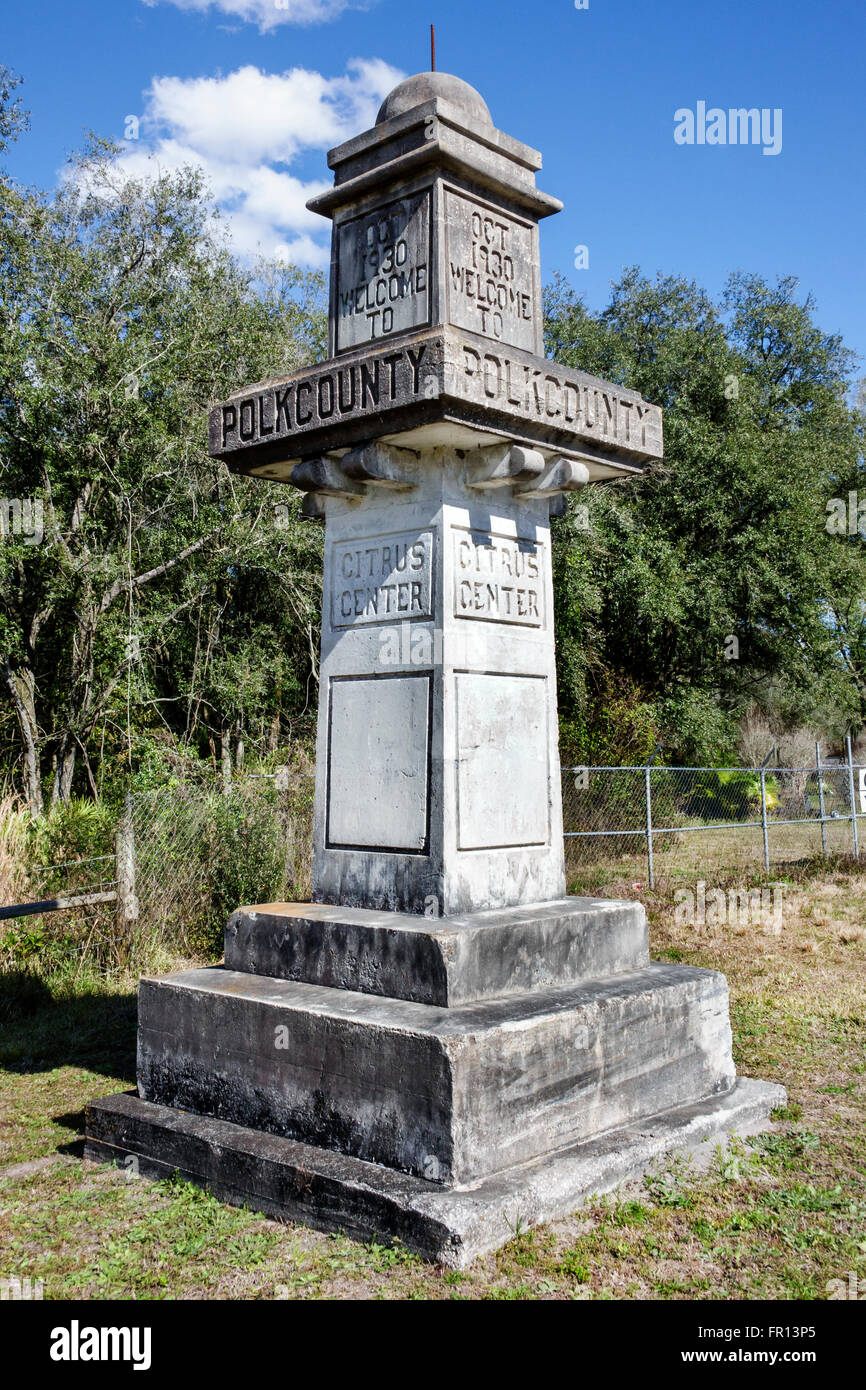 Floride Lumberton,Citrus Center Monument,centre,obélisque en béton,Polk County,FL160213036 Banque D'Images