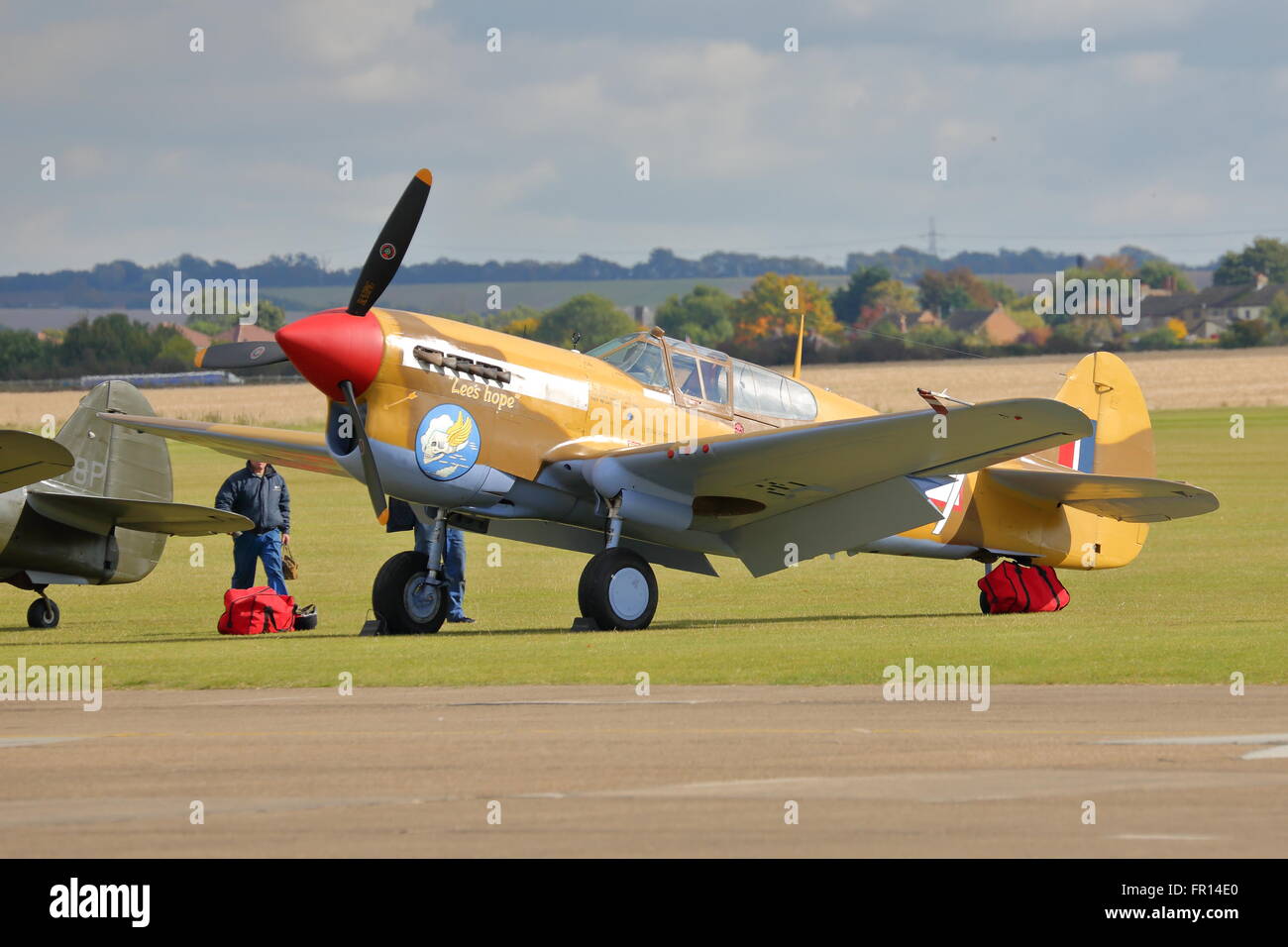 Curtiss P-40F Warhawk à Duxford aérodrome, UK Banque D'Images