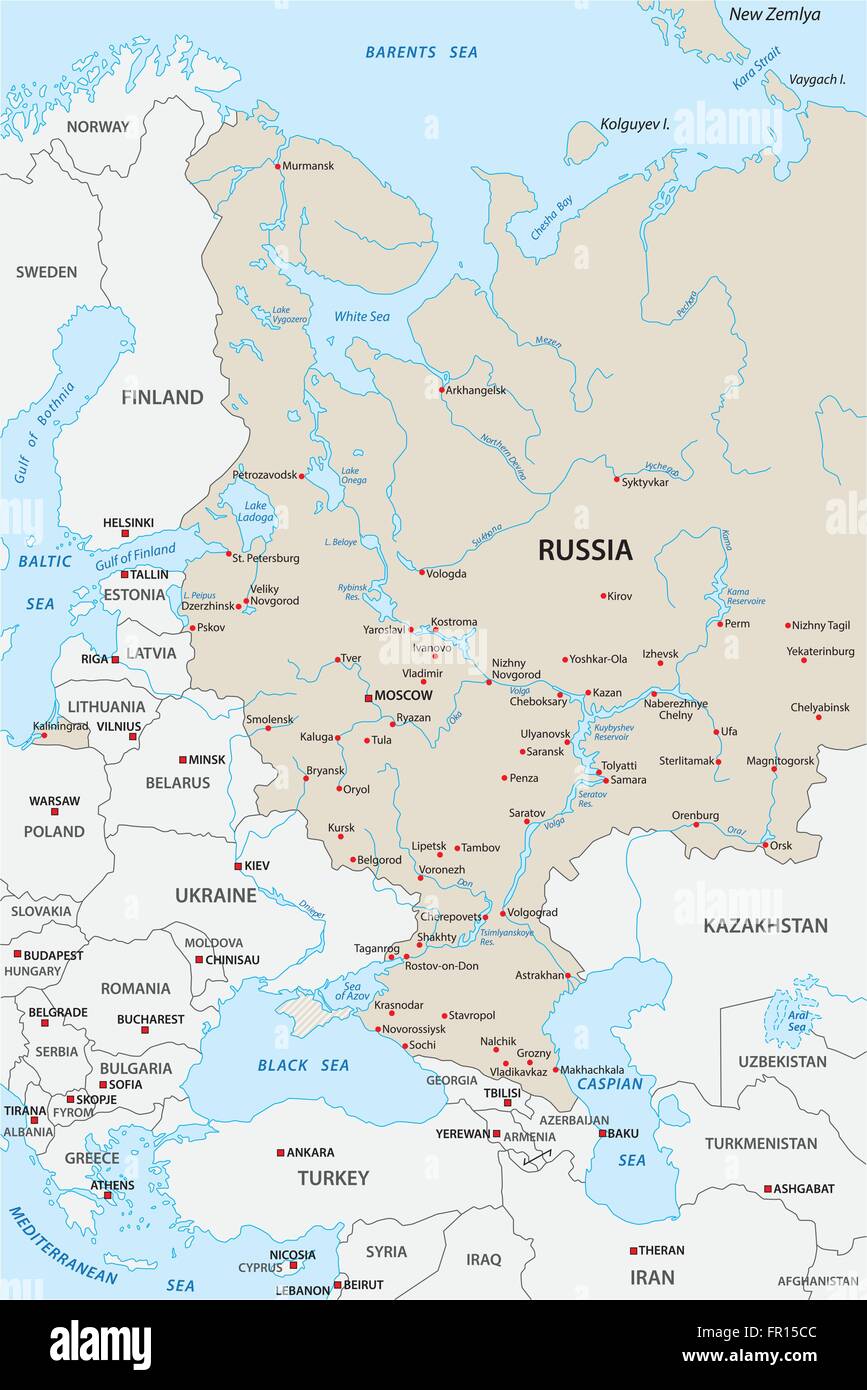 Carte de Russie européenne Illustration de Vecteur