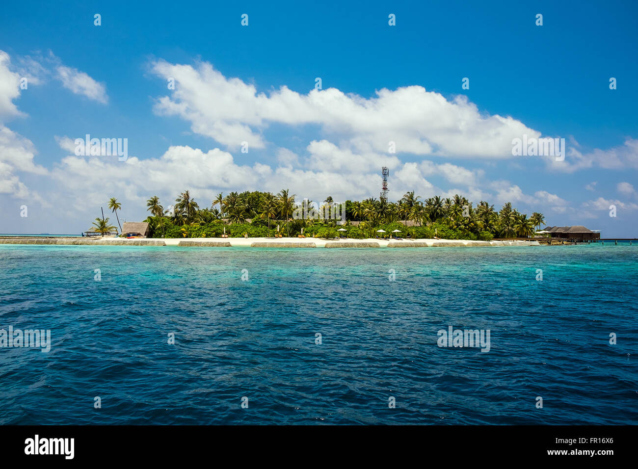 Hôtel de l'île. Océan Indien Maldives Banque D'Images