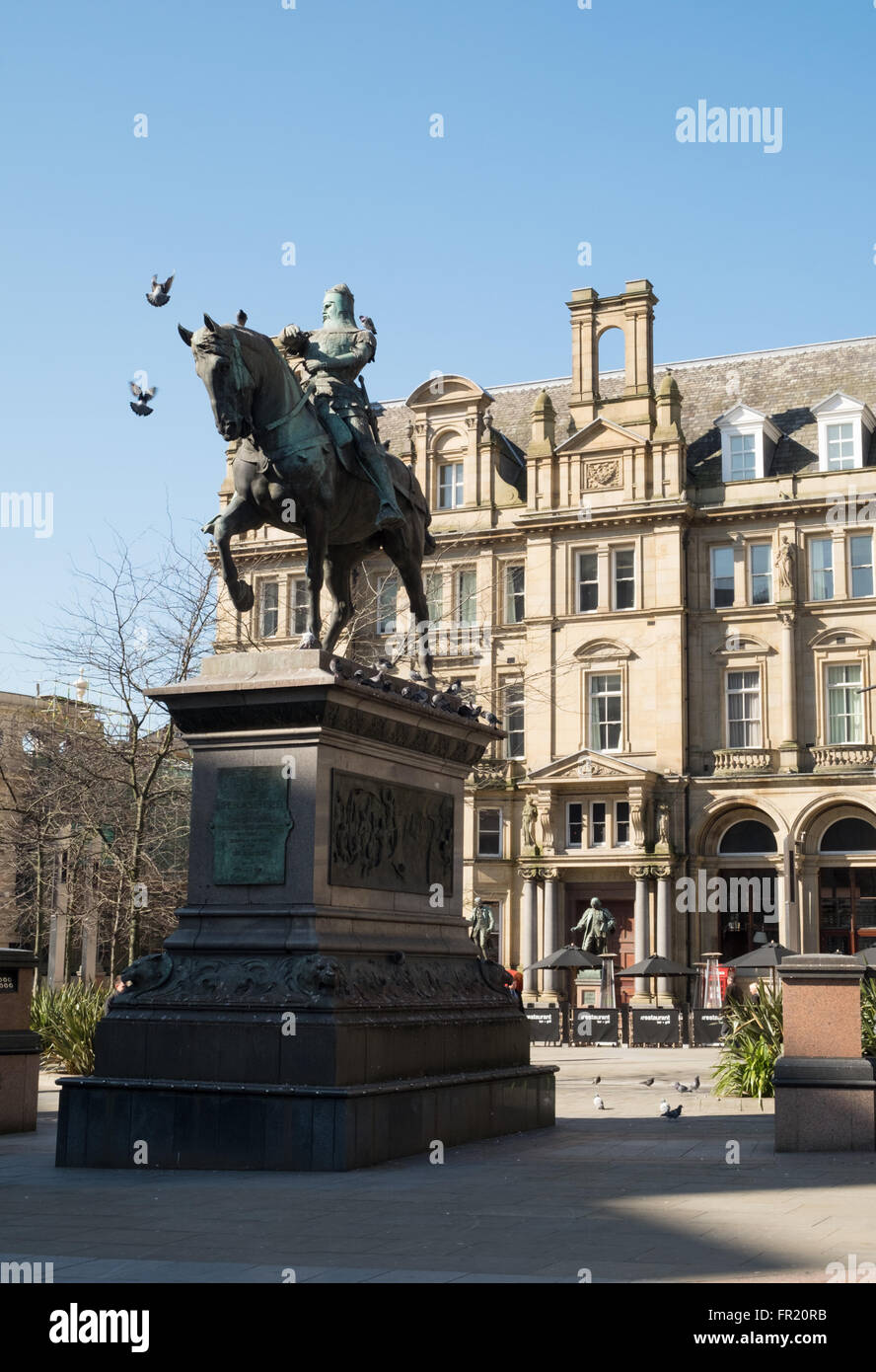 Statue du Prince Noir, le centre-ville de Leeds Banque D'Images