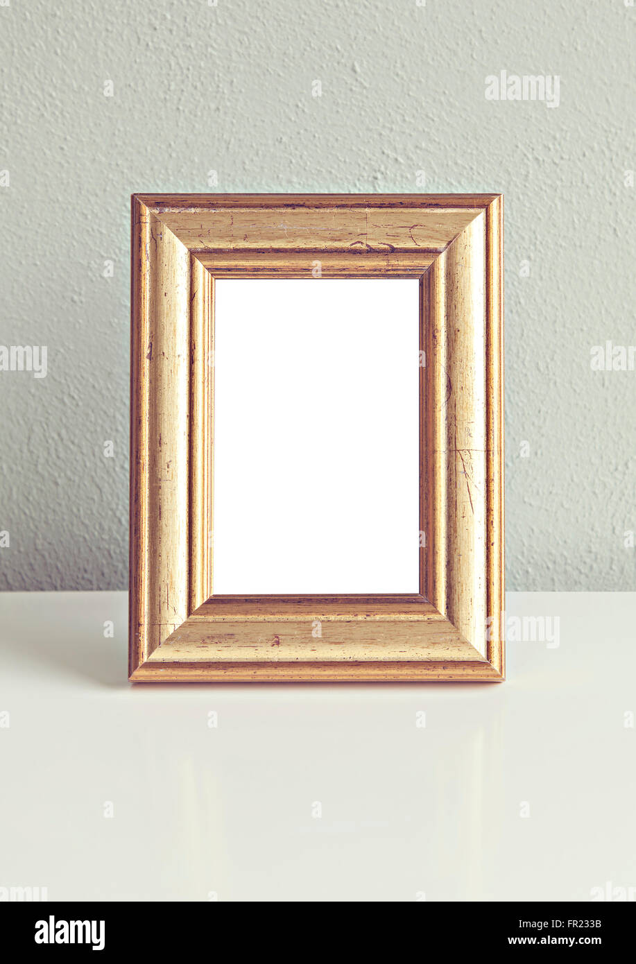 Image de l'ancienne maquette du châssis doré. Banque D'Images