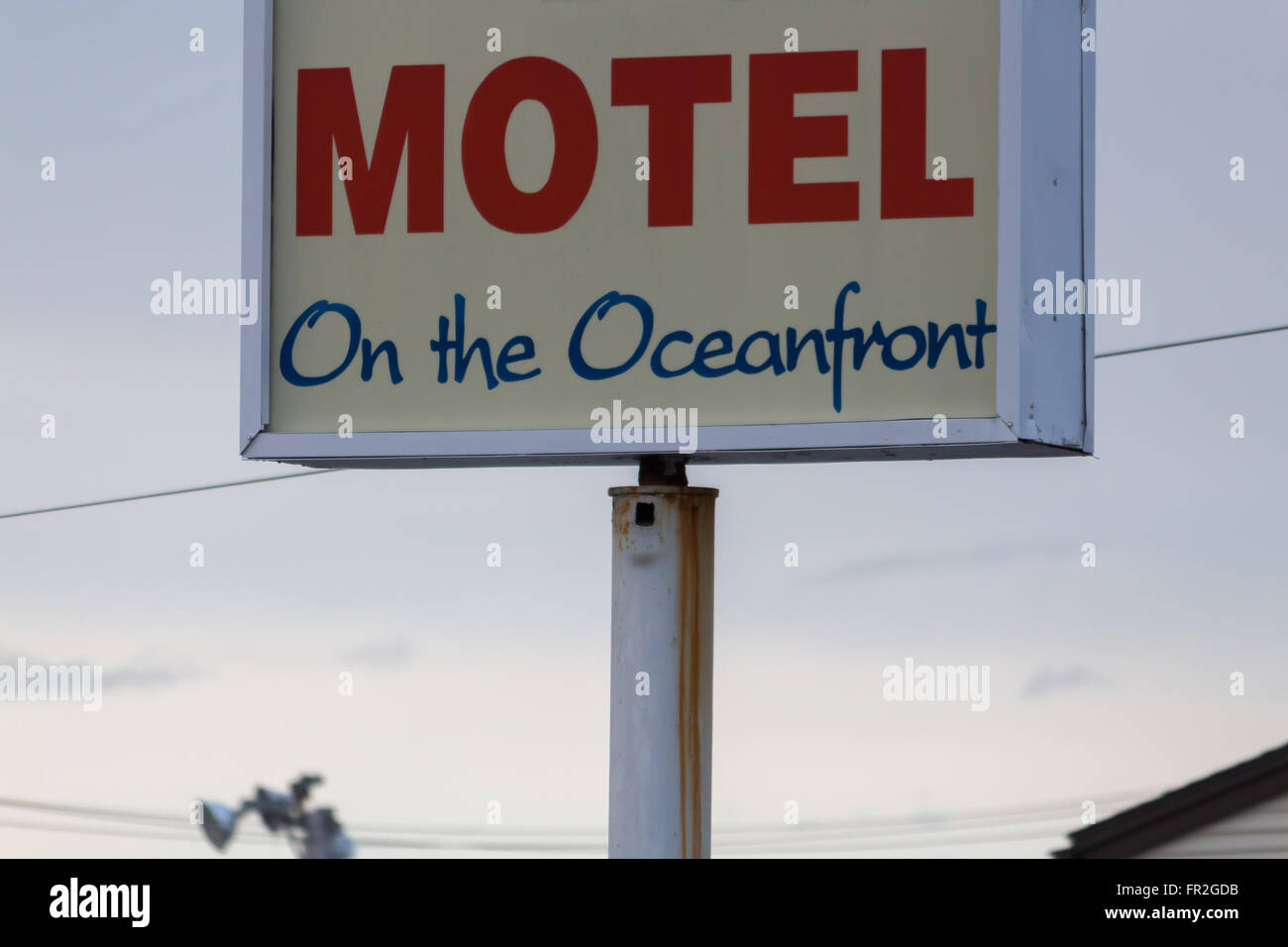 Motel signe sur l'Oceanfront Banque D'Images