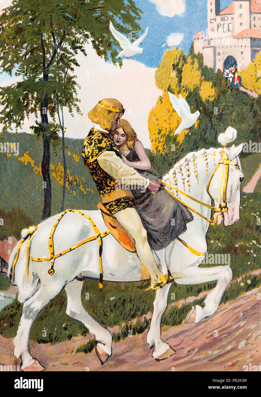 "Aschenputtel'. Illustration d'un conte de fées des frères Grimm Livre publié dans les années 1920. Banque D'Images