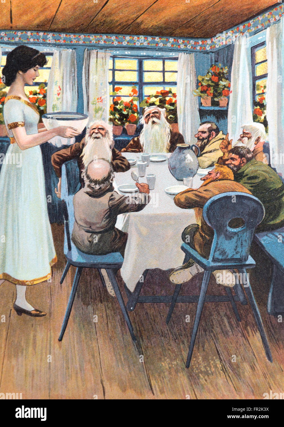 'Schneewittchen', Illustration d'un conte de fées des frères Grimm Livre publié dans les années 1920. Banque D'Images