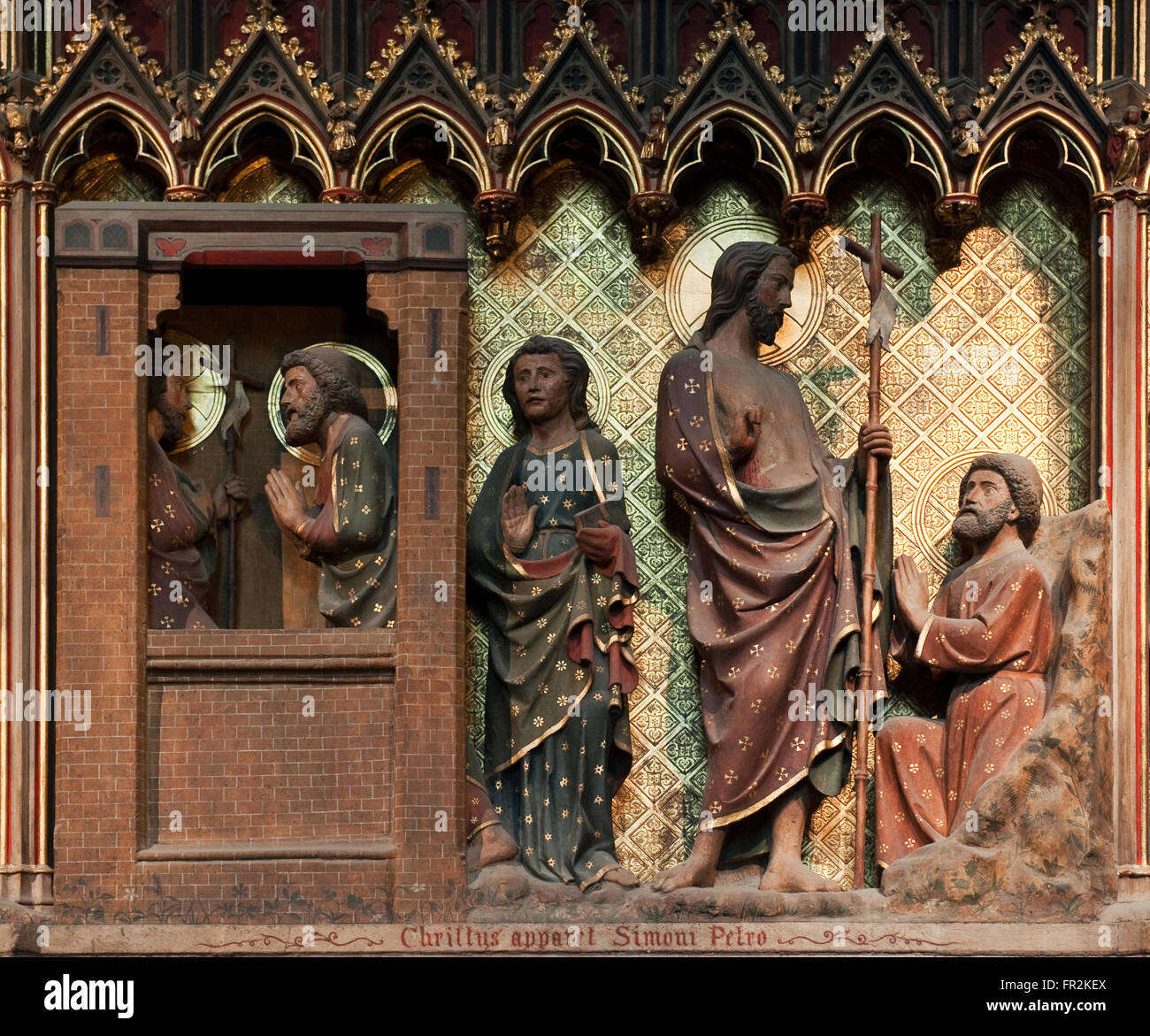 Scène de la vie du Christ, le Christ ressuscité apparaît à Pierre et Jean, Notre Dame de Paris, Paris, France Banque D'Images