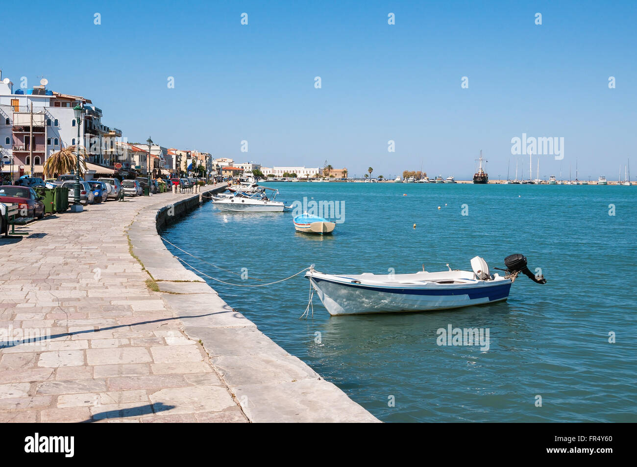 Vue de la ville et le port de Zakynthos ville, Grèce Banque D'Images