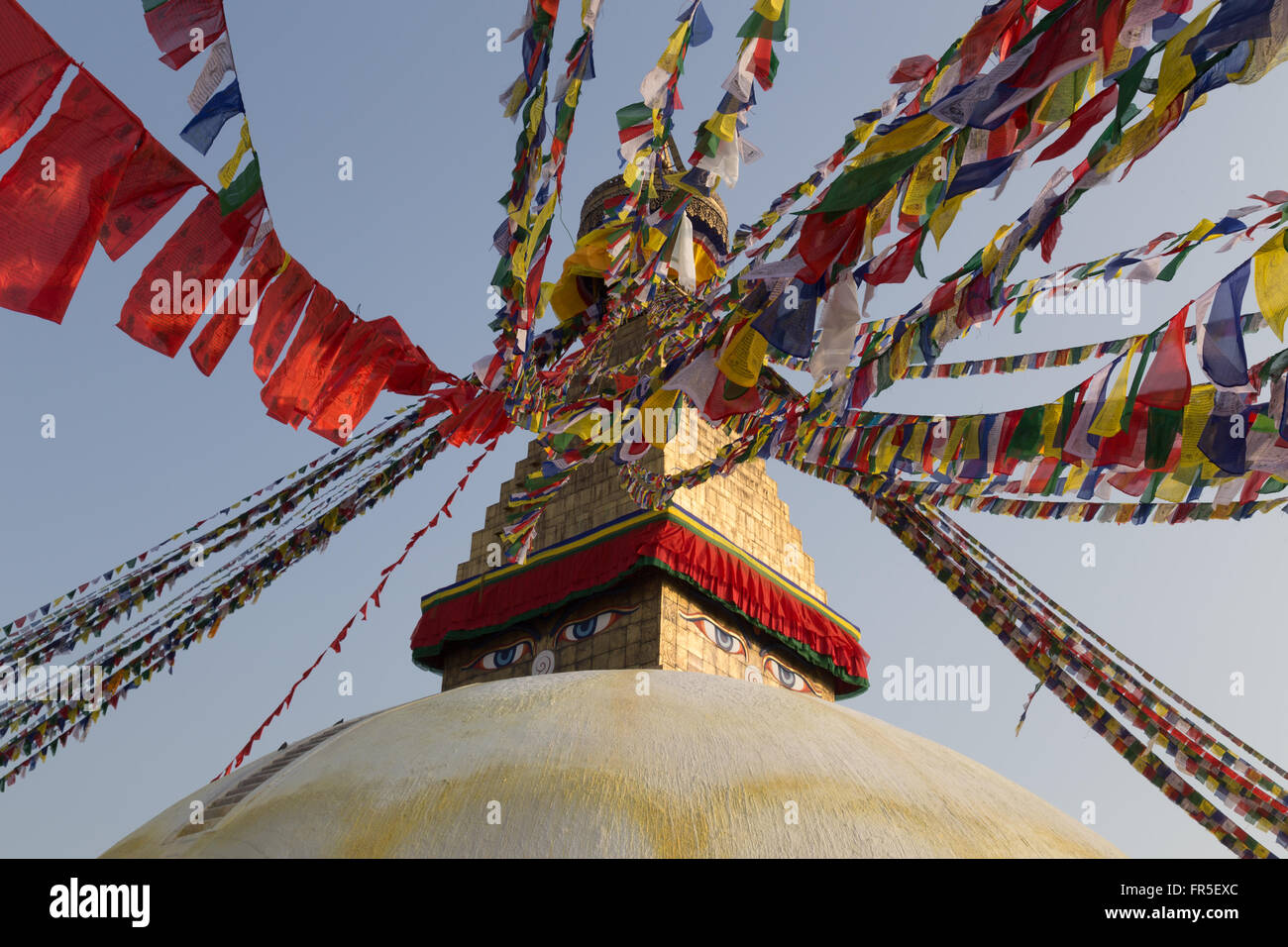 Katmandou, Népal - Décembre 03, 2014 : Détail de la Stupa Boudhanath Banque D'Images
