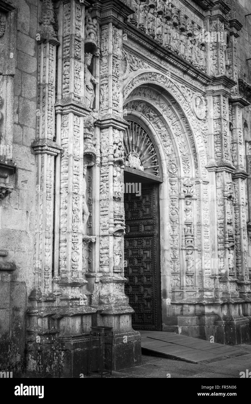 Hostal façade de los Reyes Católicos, Plaza del Obradoiro. Santiago de Compostela. Banque D'Images