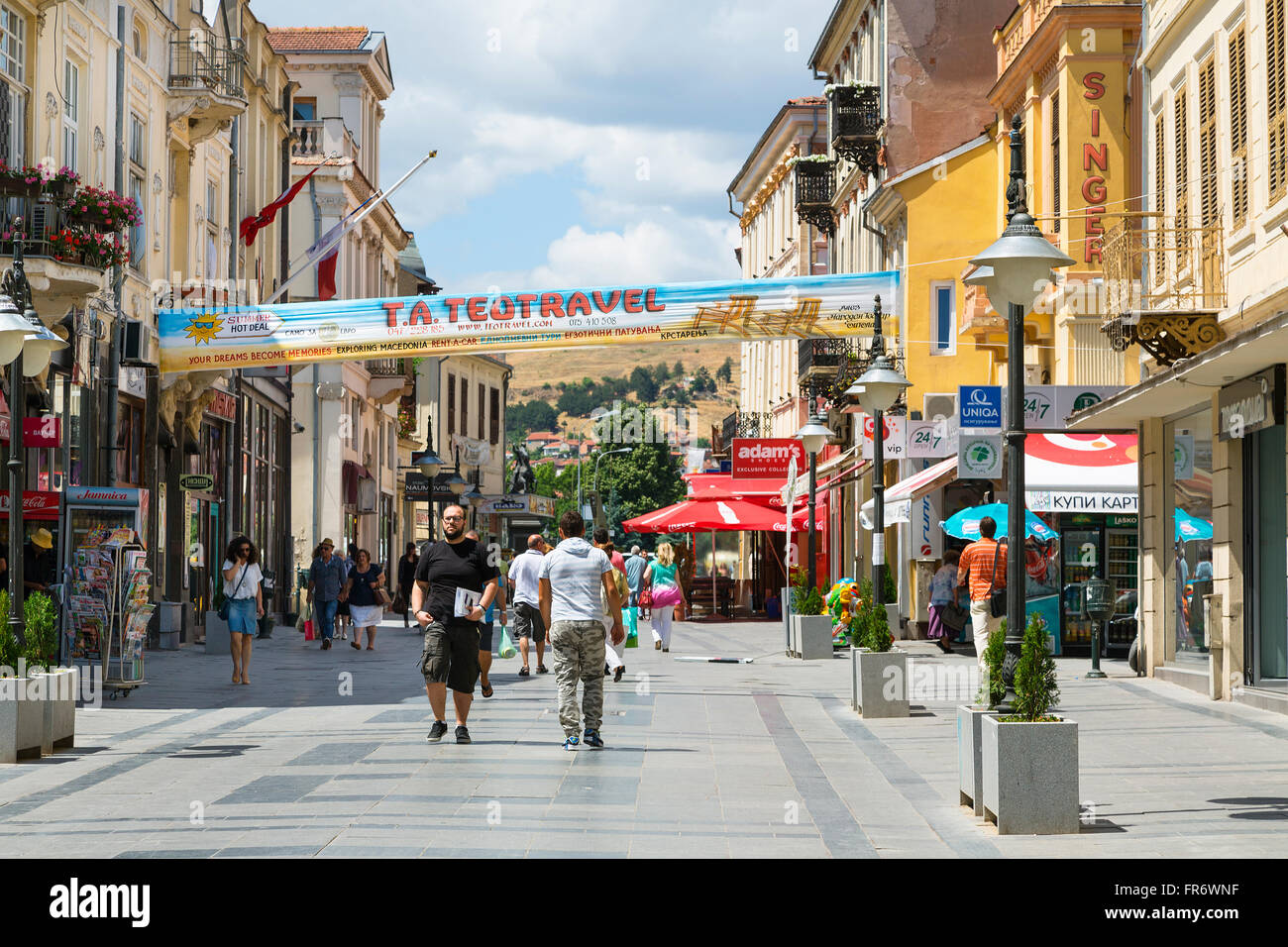 République de Macédoine, Skopje, Chirok Sokak principale rue piétonne dans le centre-ville Banque D'Images