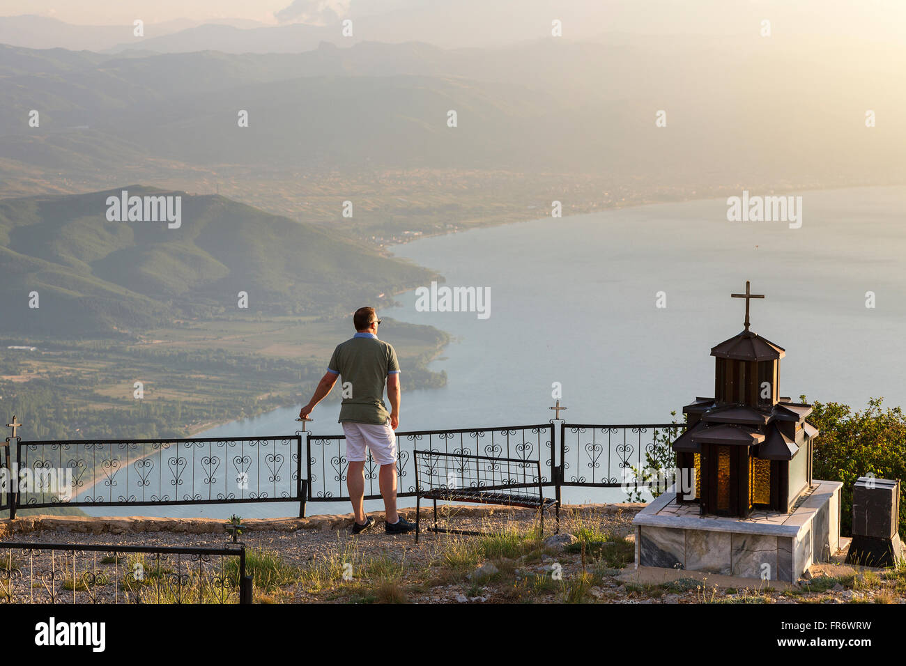 République de Macédoine, Aperçu sur le lac d'Ohrid, classé au Patrimoine Mondial par l'UNESCO Banque D'Images