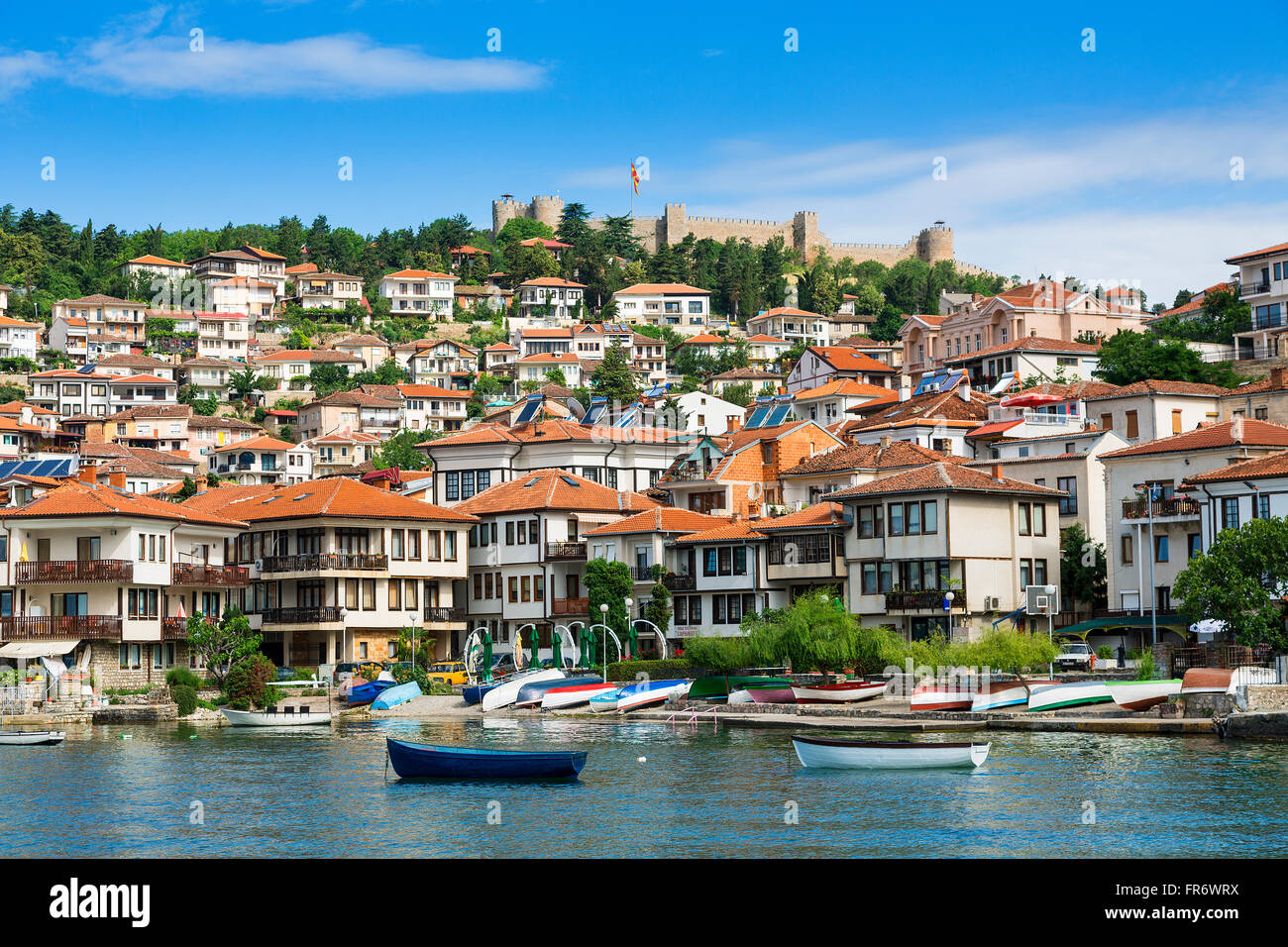 République de Macédoine, Ohrid, inscrite au Patrimoine Mondial de l'UNESCO centre-ville au bord du lac Banque D'Images
