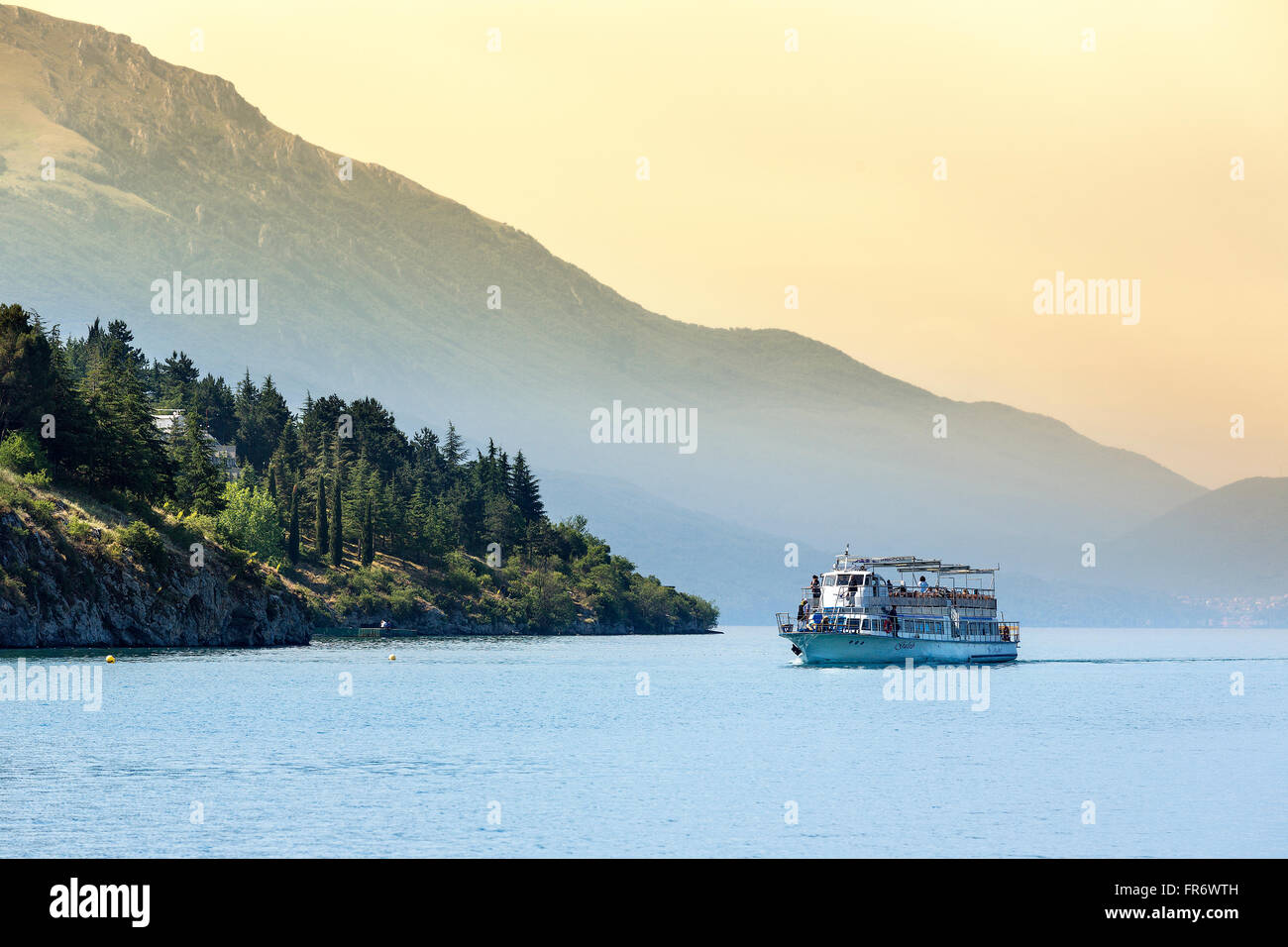 République de Macédoine, Ohrid, inscrite au Patrimoine Mondial de l'UNESCO centre-ville au bord du lac Banque D'Images