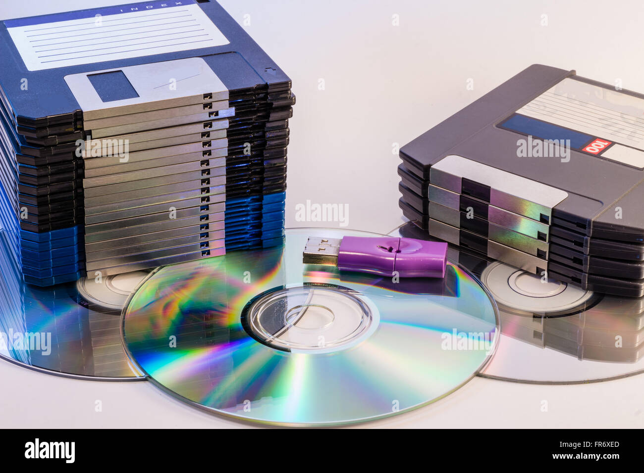 La progression de l'ordinateur des supports de stockage de données à partir  d'une disquette pour clé USB par le lecteur de DVD-rom Photo Stock - Alamy