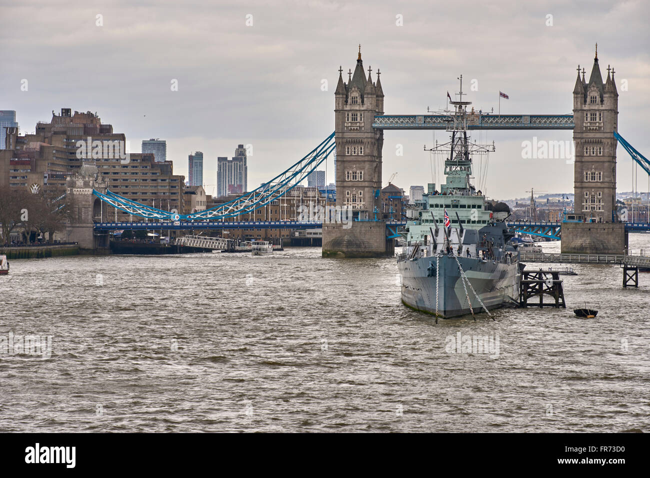 Le HMS Belfast est un bateau musée, à l'origine un croiseur léger de la Royal Navy Banque D'Images