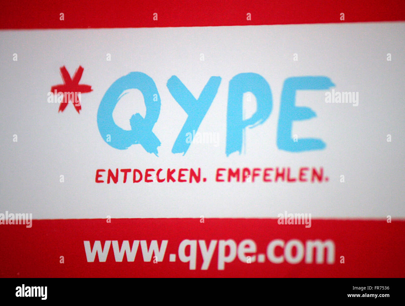 Markenname : 'Qype", Berlin. Banque D'Images