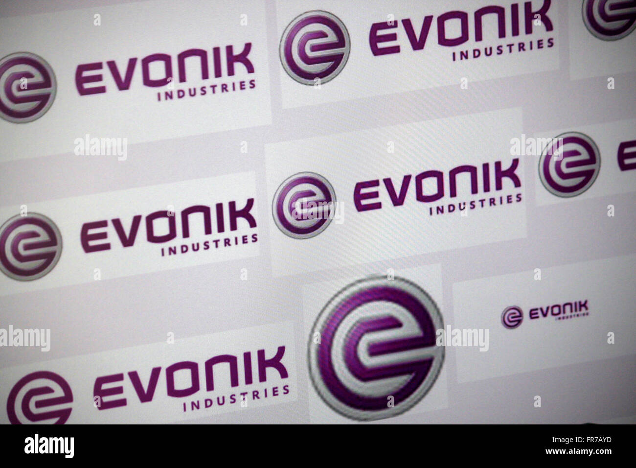 Markenname : 'Evonik", Berlin. Banque D'Images