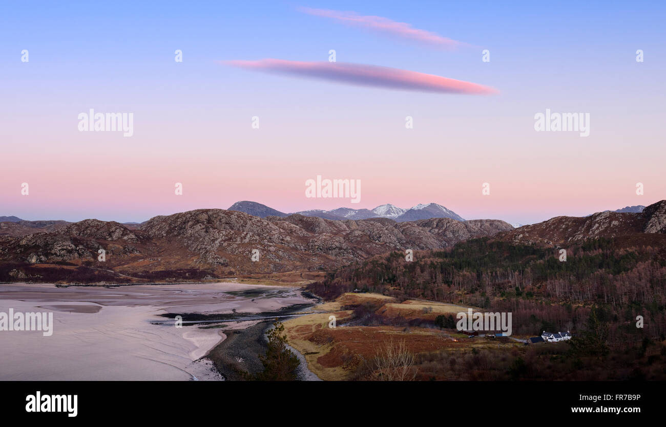 Crépuscule au-dessus de Gruinard Bay en Wester Ross, Nord Ouest de l'Ecosse Banque D'Images