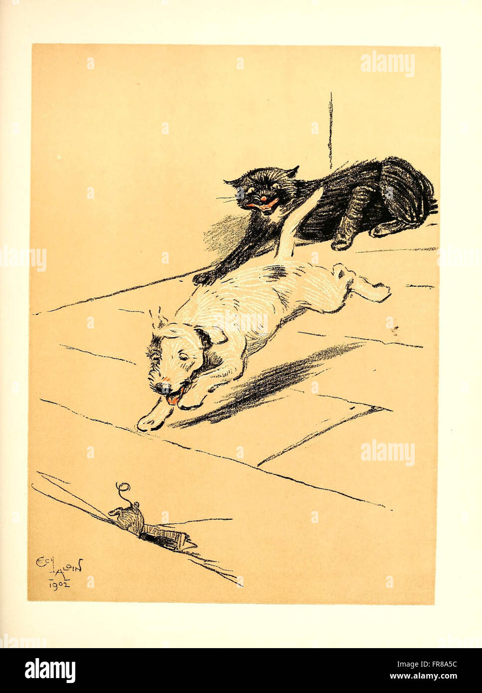 Cette plaque de *A Dog Day ; or, The Angel in the House* illustre une scène domestique mettant en vedette un chien, reflétant les thèmes de la compagnie et de la vie de famille dans l'art et la littérature du XIXe siècle. Banque D'Images