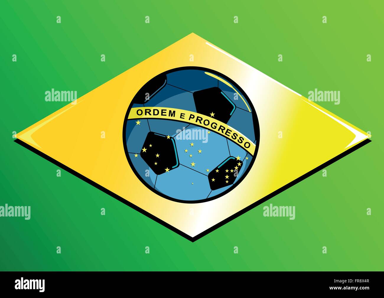 Drapeau brésilien avec un ballon de football. Illustration de Vecteur