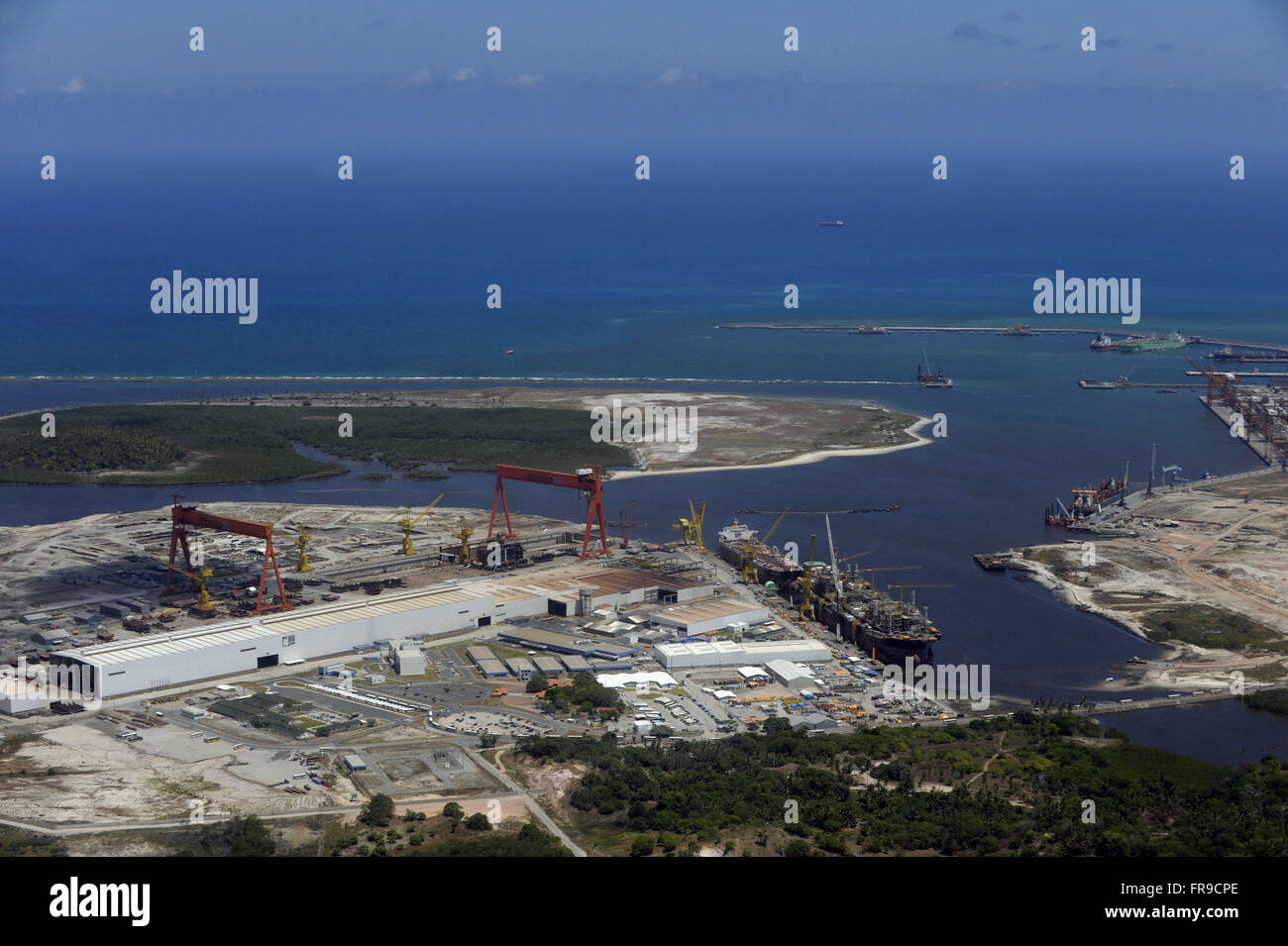 Vue aérienne de l'Atlantico Sul Shipyard Banque D'Images