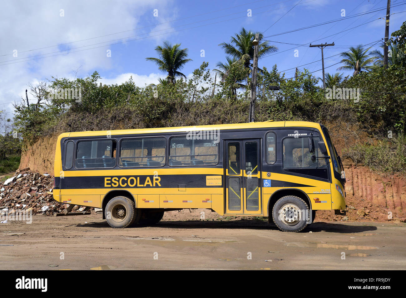 Autobus scolaire pour rencontrer des élèves de zones rurales Banque D'Images