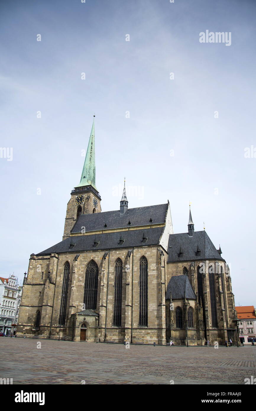 Cathédrale de Saint Barthélémy sur le Marian square, à Pilsen, République Tchèque Banque D'Images