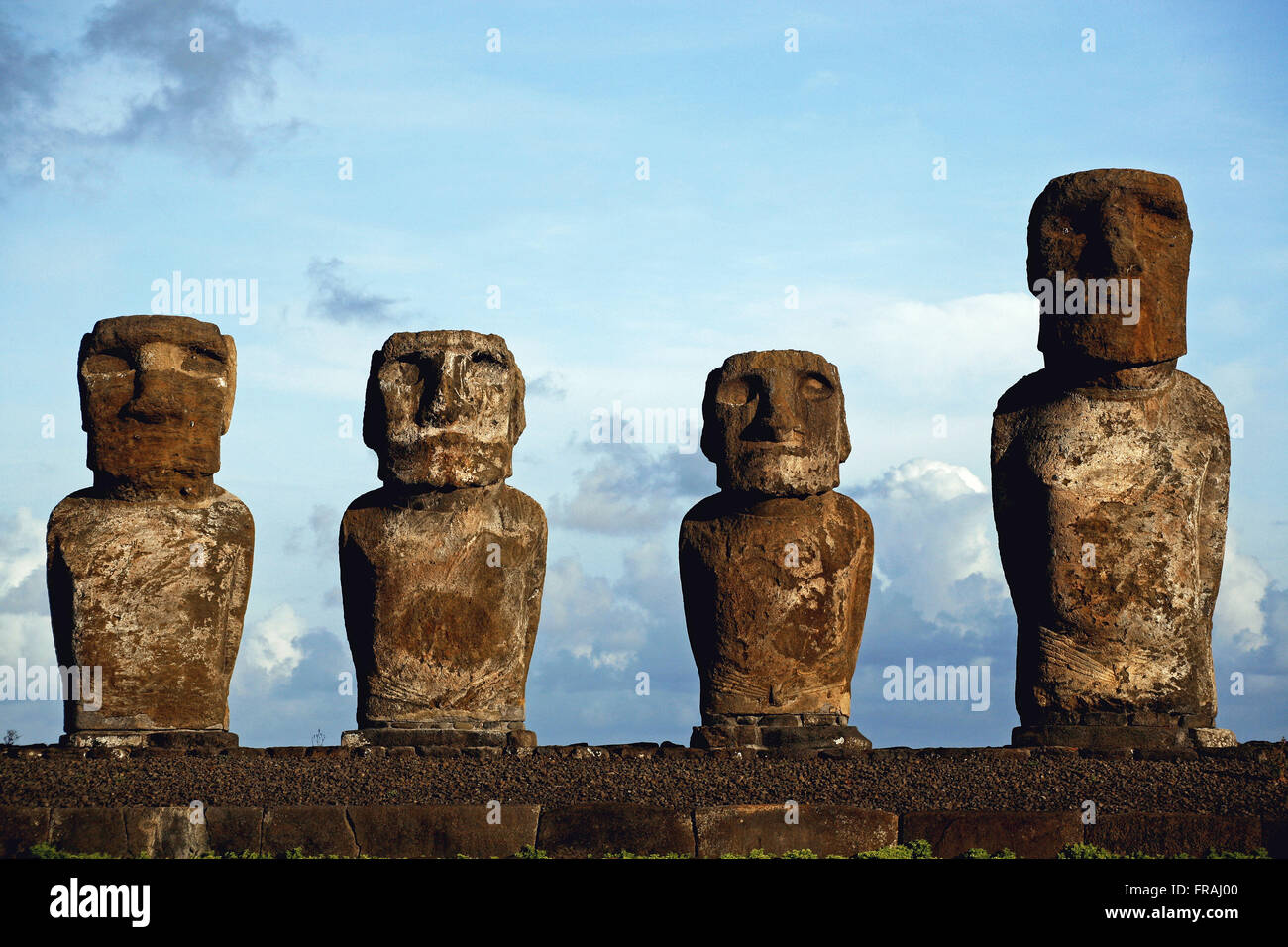 Détail de Moai à Ahu Tongariki sur l'île de Pâques Banque D'Images