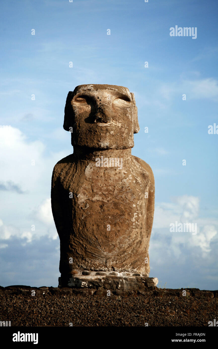 Détail de Moai à Ahu Tongariki sur l'île de Pâques Banque D'Images