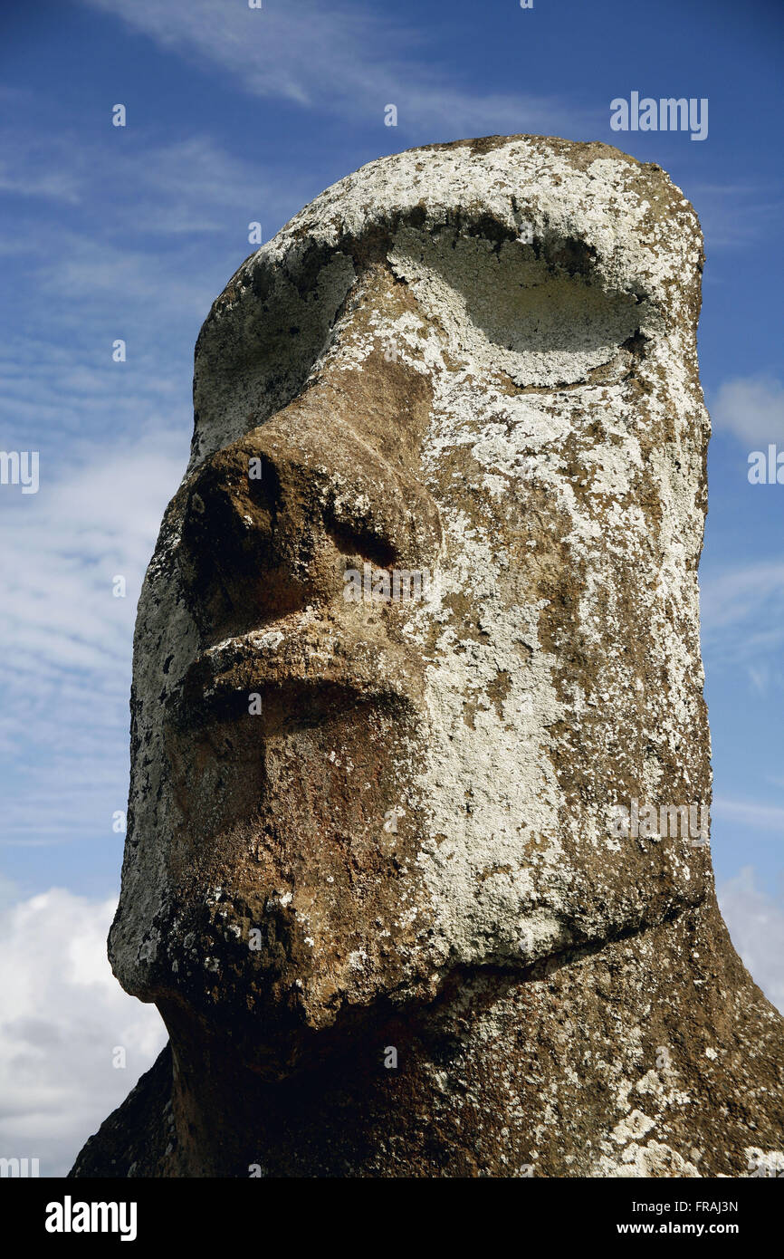 Détail de moai sur l'île de Pâques Banque D'Images