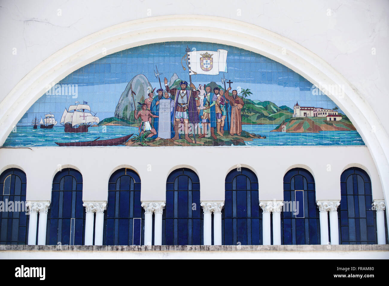 Peinture murale sur la façade de la paroisse de San Sebastian Frères Capucins Banque D'Images