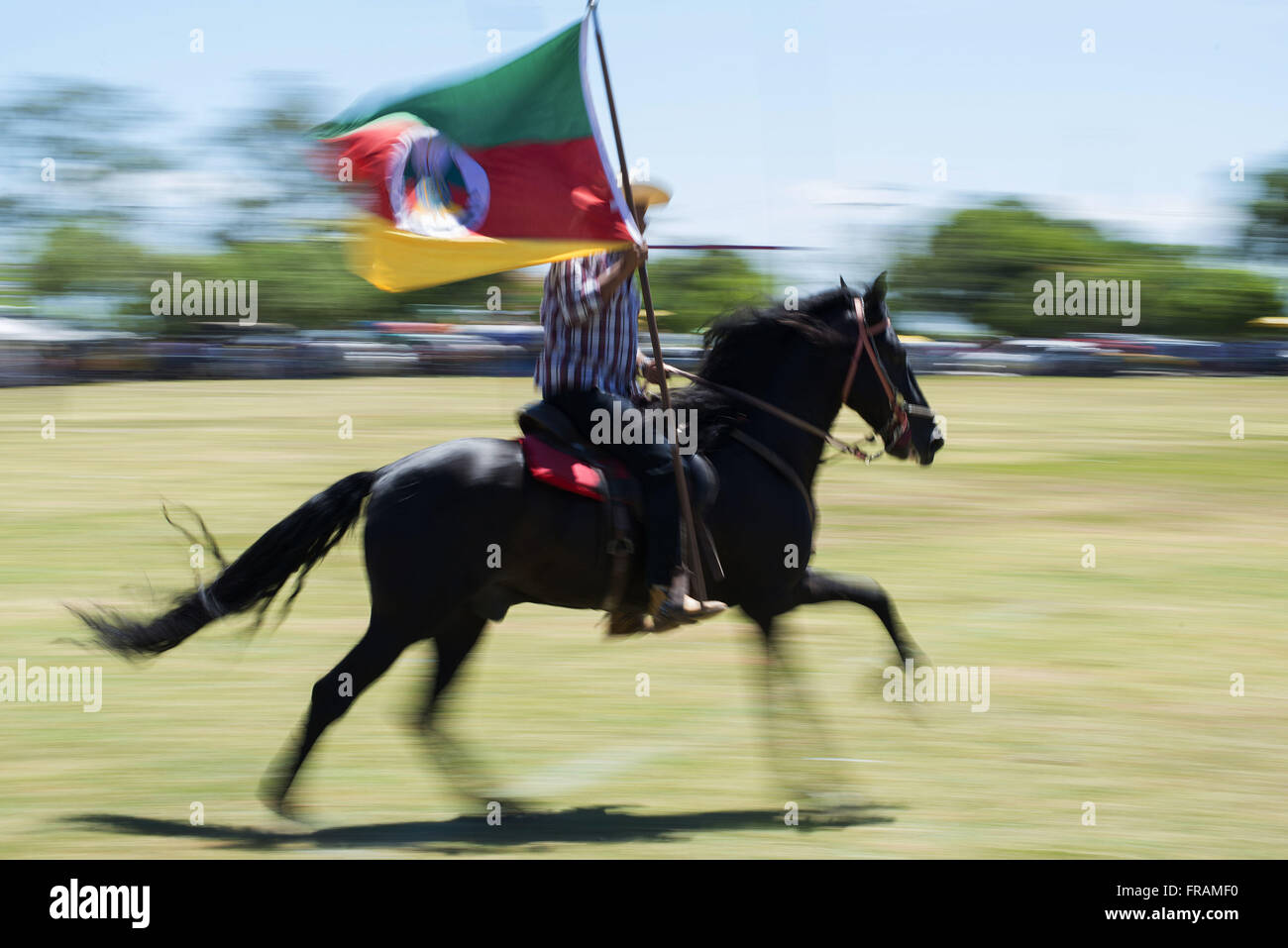 Pavillon de Rio Grande do Sul dans la parade des drapeaux des États du Brésil Banque D'Images