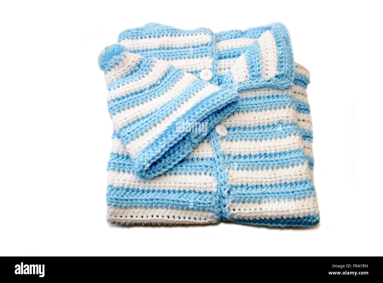 Bleu et blanc nouveau-né Bébé Crochet Bunting & Hat Banque D'Images