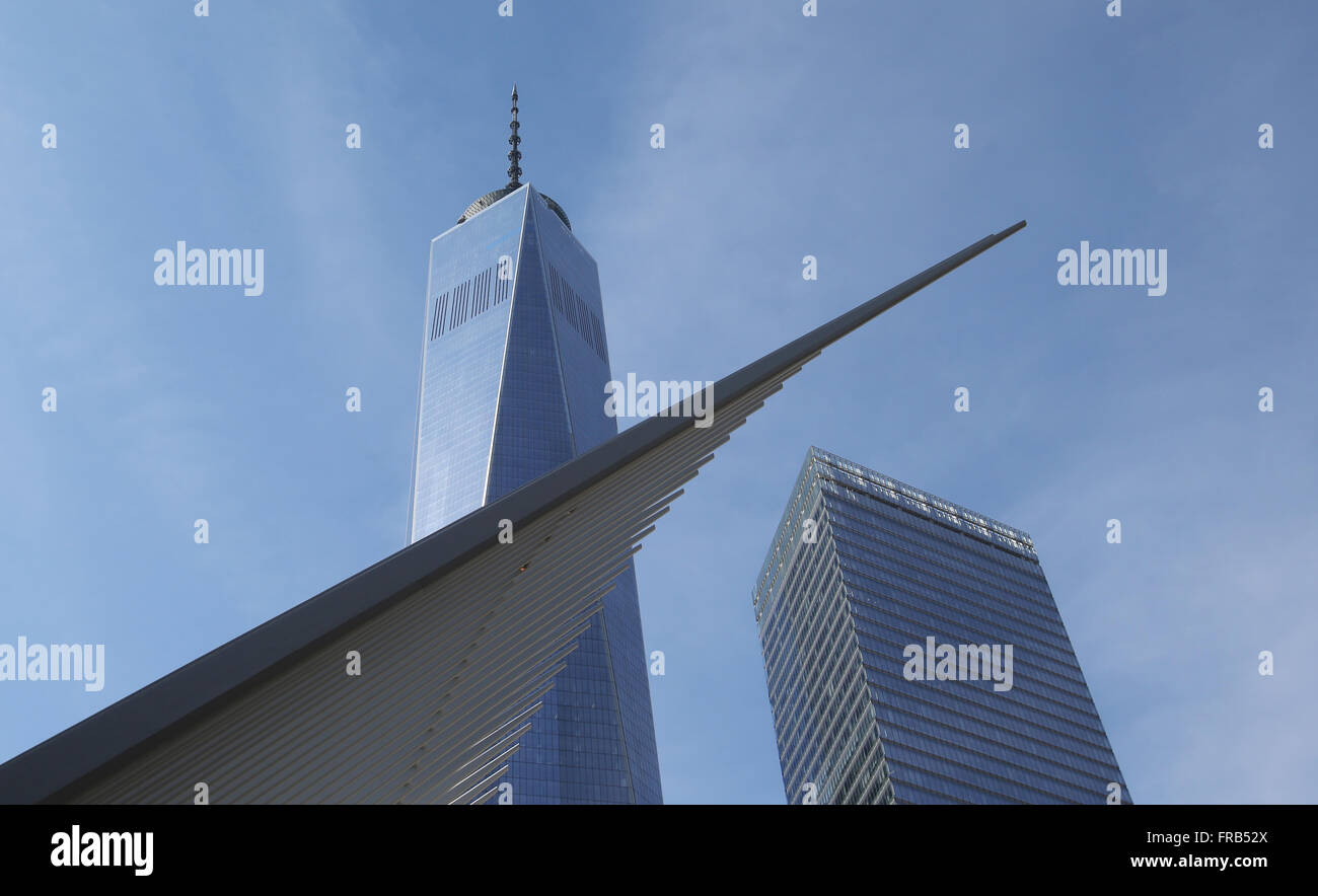 Centre de transport à l'un oculus World Trade Center au 11 septembre 2001 Le 11 septembre à New York City, New York, USA Banque D'Images