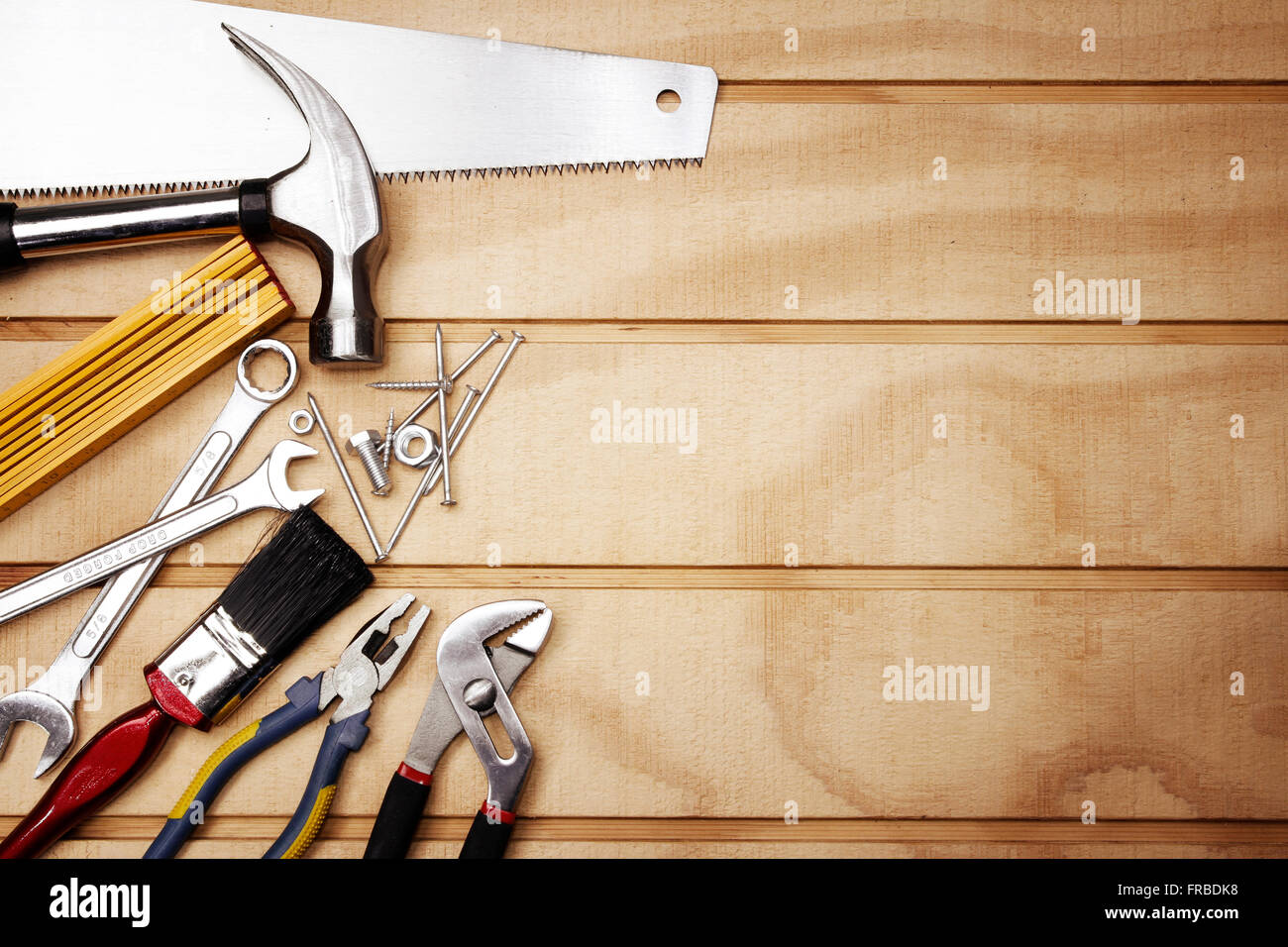 Outils de travail sur bois assortis Banque D'Images