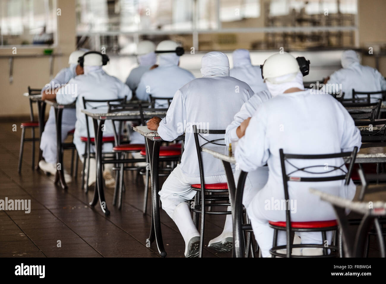 Les travailleurs dans le réfectoire de l'agribusiness cooperative Banque D'Images