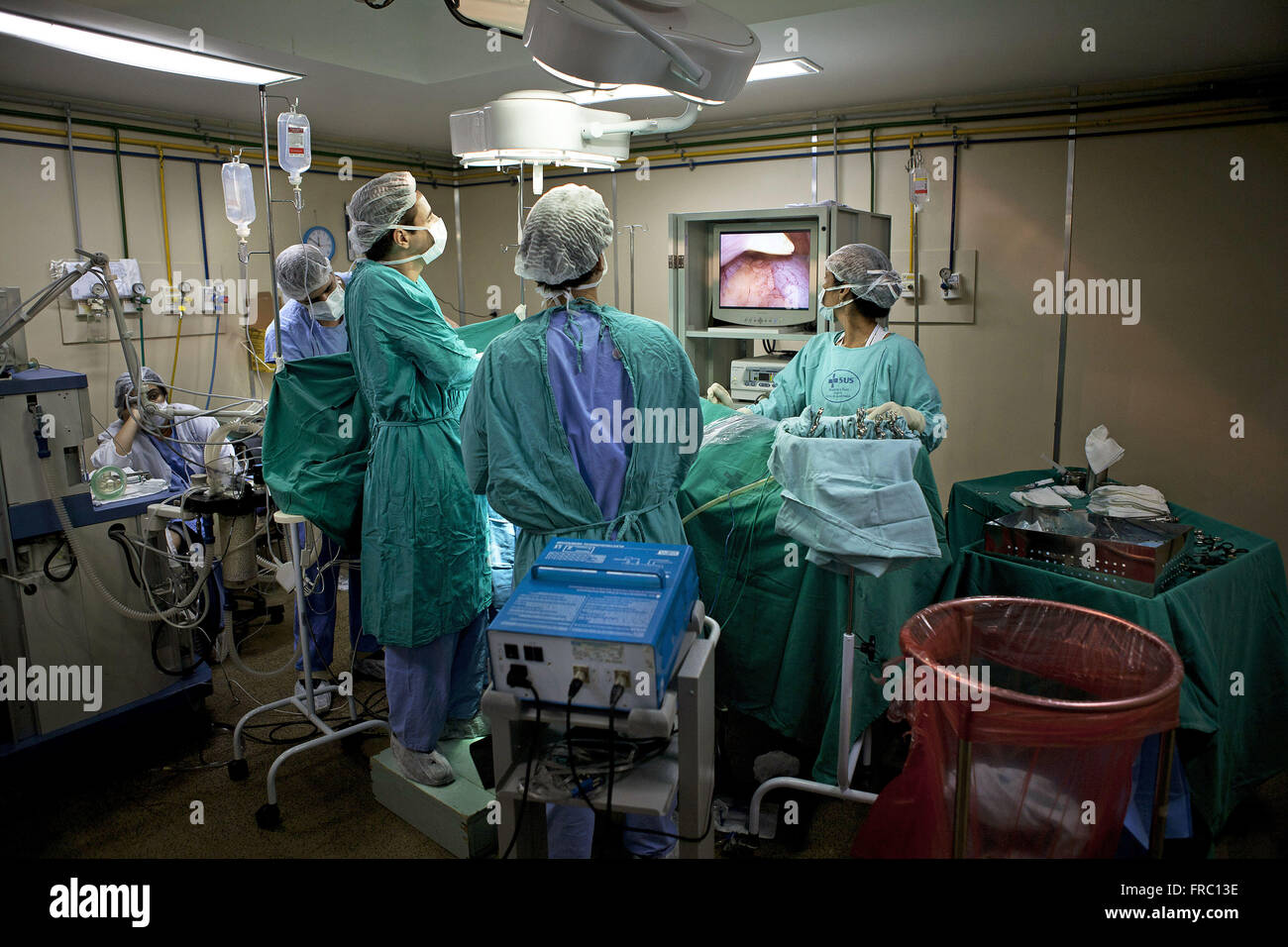 La laparoscopie en salle d'opération de l'hôpital de Fontes Cardoso Banque D'Images