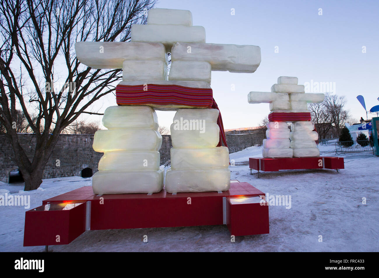 L'inuksuk de glace dans la ville de Québec lors des festivals d'hiver Banque D'Images