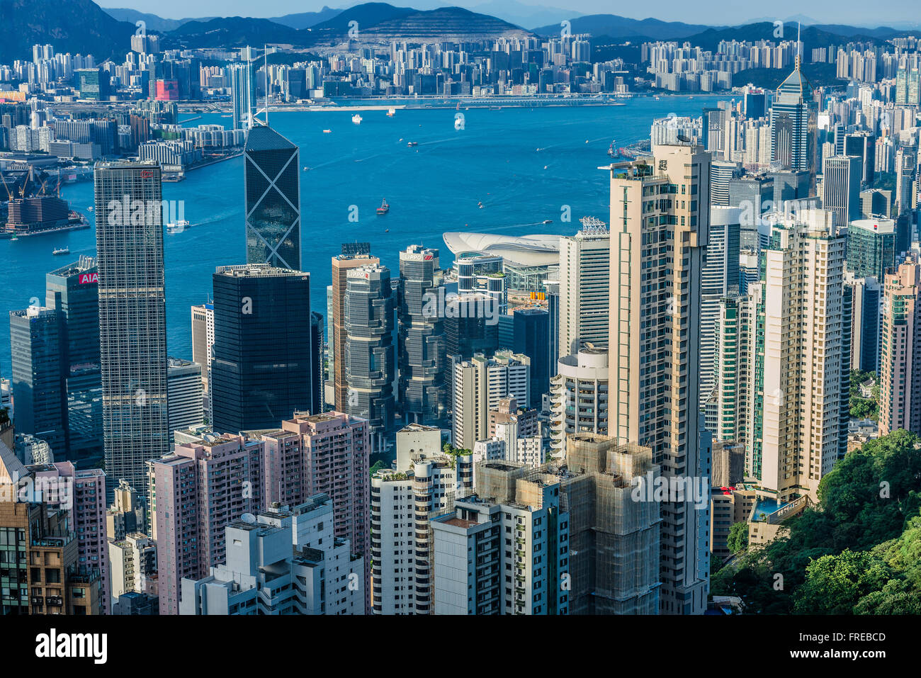 Central, Hong Kong, Chine - juin 2 , 2014 : Hong Kong Bay et du centre de l'horizon cityscape Banque D'Images