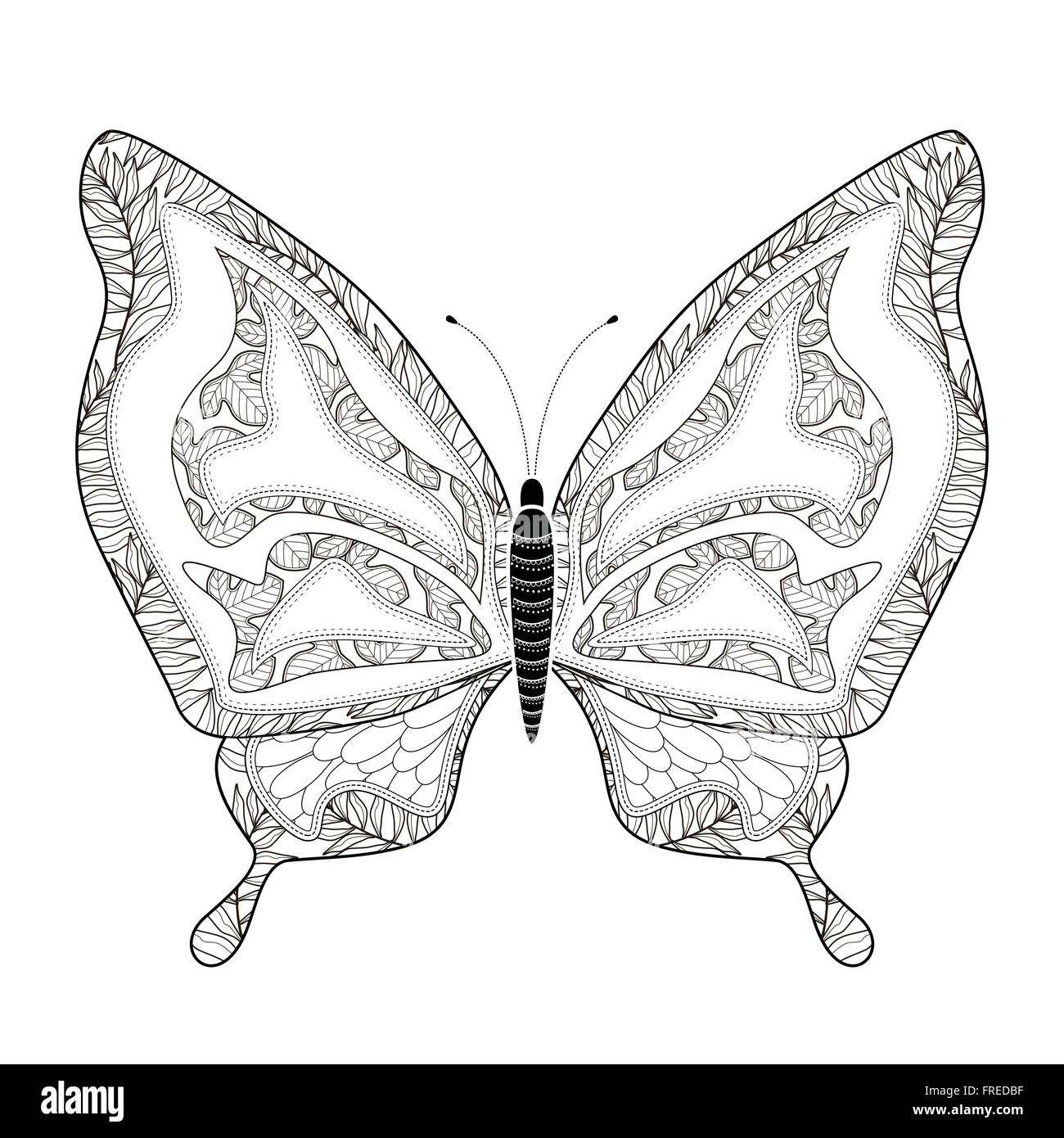 Coloriage papillon élégant style exquis dans la page Illustration de Vecteur