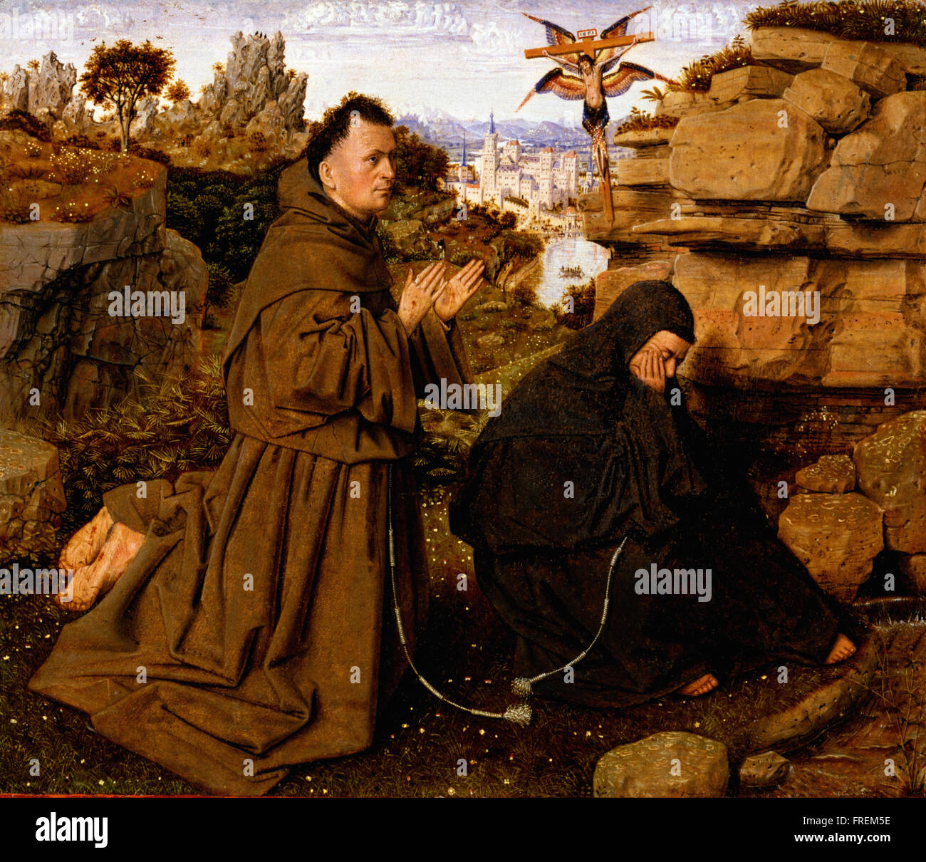 Attribuée à Jan van Eyck, (Russisch Bruges active), ch. 1395 - 1441 - Saint François d'Assises Banque D'Images