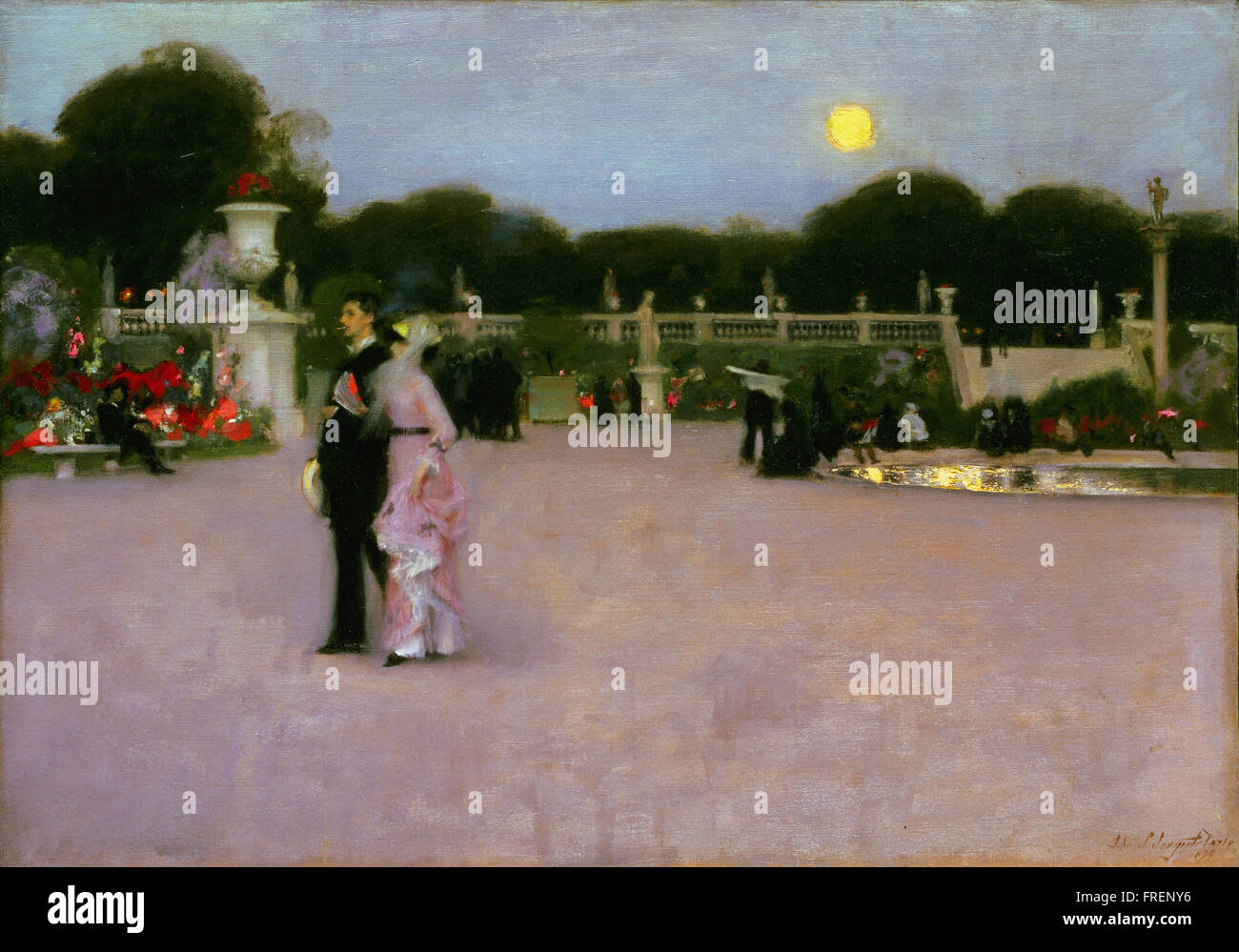 John Singer Sargent, American (actif à Londres, Florence, et Paris) - Dans les jardins du Luxembourg - Banque D'Images