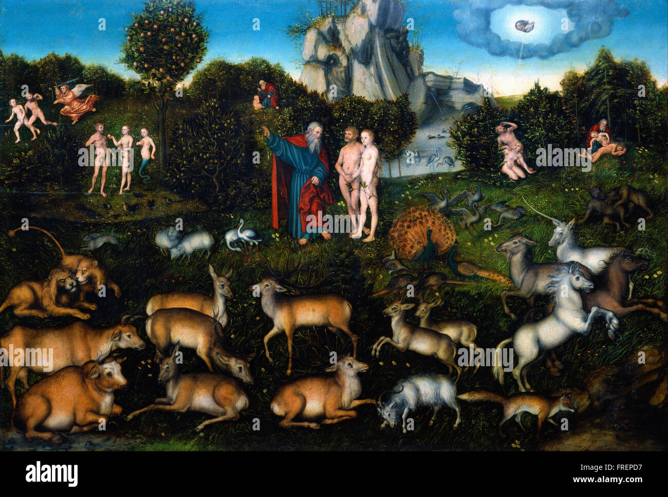 Lucas Cranach l'ancien - Le Jardin d'Eden Banque D'Images
