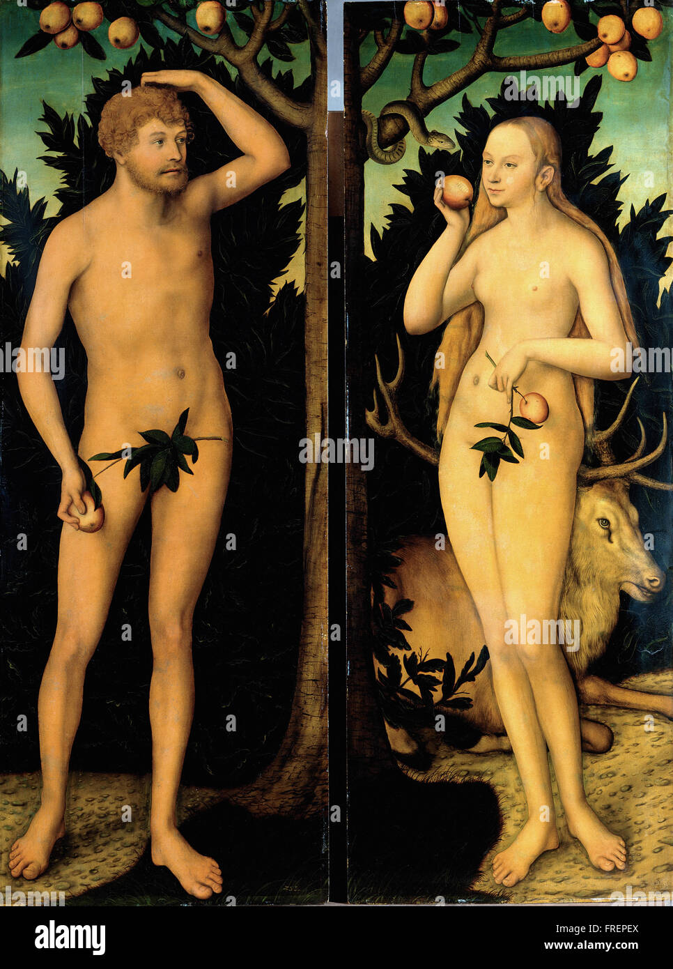 Lucas Cranach le jeune - Adam et Eve Banque D'Images
