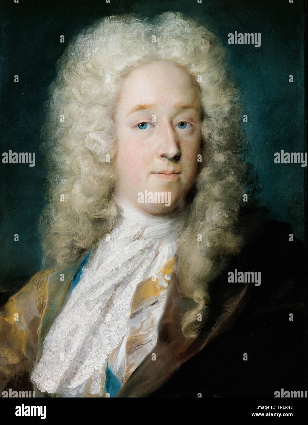 Rosalba Carriera - un homme dans un manteau à motifs or et viole Banque D'Images