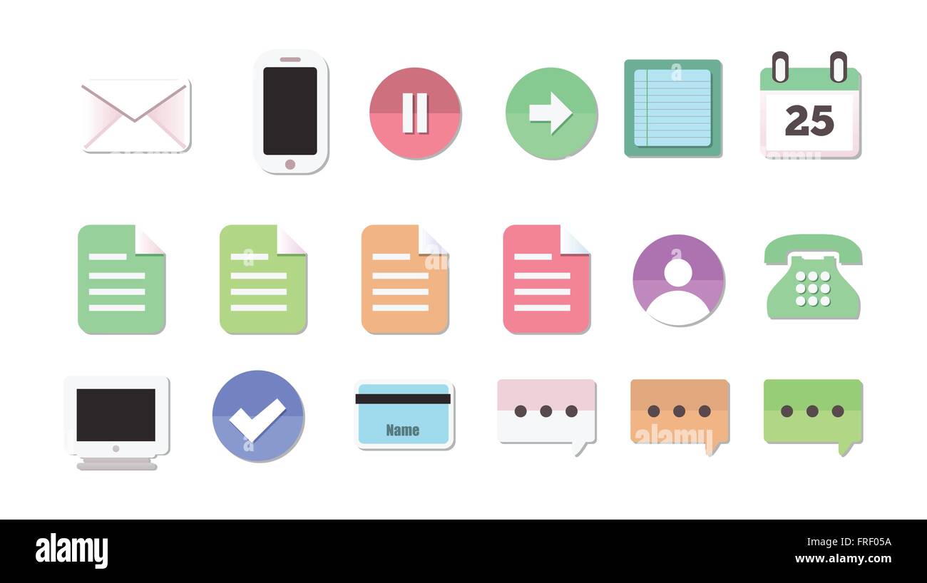 Ensemble de 18 télévision et communication Style Icônes média isolated on White Illustration de Vecteur