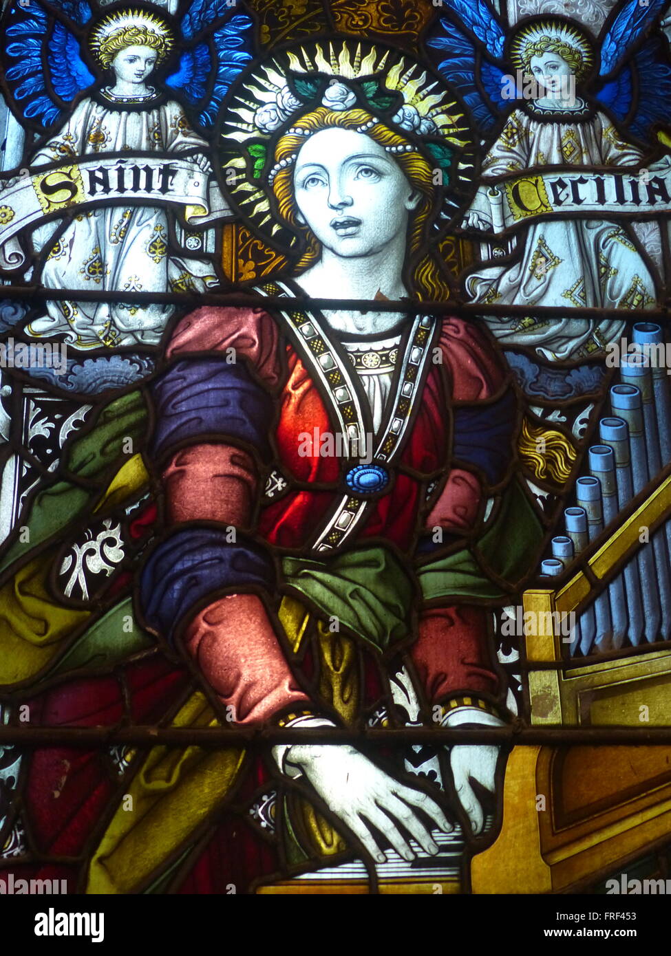 Vierge Marie représenté dans un vitrail Banque D'Images