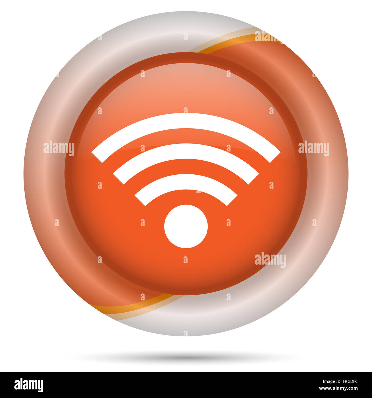 Avec l'icône brillant blanc design sur fond en plastique orange Banque D'Images